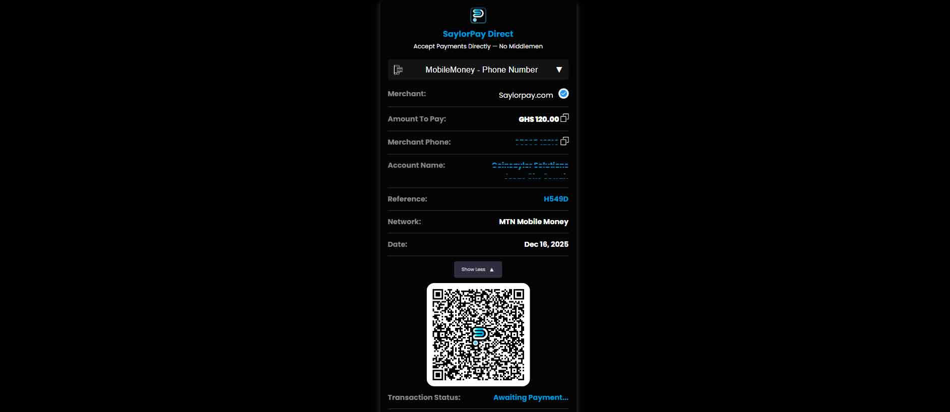 SaylorPay Direct Pay Number Interface